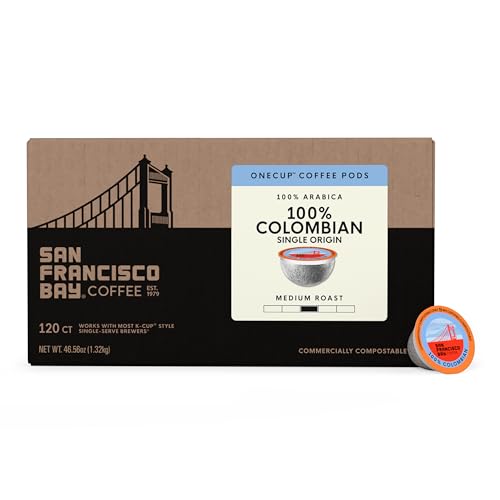Image of San Francisco Bay K-Cup Coffee Pods, 100% Colombian (120 ct), Medium Roast, Commercially Compostable Single-Serve Coffee Pods