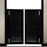 Puerta oscilante de madera negra elegante para café y bar con 4 bisagras de resorte, diseño de Louvre, ideal para cocinas, pasillos, entradas (118 x 90 cm), perfecta para el hogar o el negocio