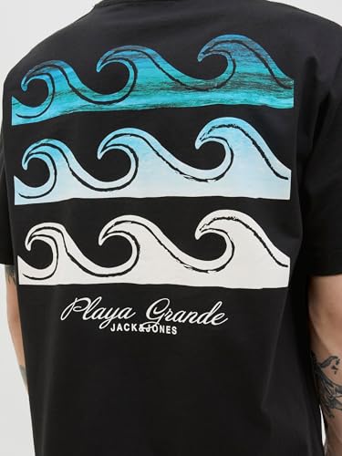 JACK & JONES Camiseta Estampada para Hombre Jorcanggu Summer Picture tee SS Cn, Negro, L