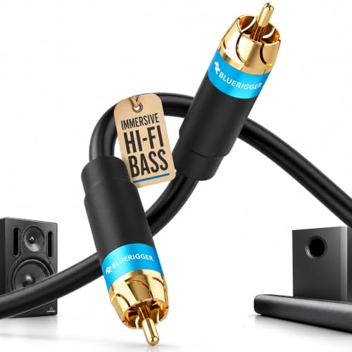 BlueRigger Subwoofer Cable 50FT (Dual Shielded RCA Cables for Subwoofer)