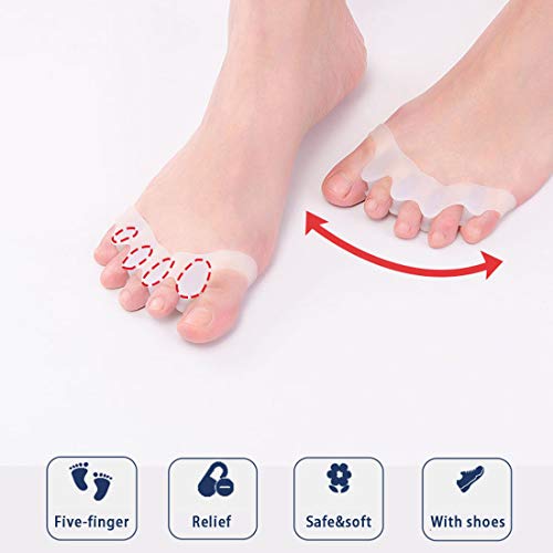 Image of 2 Pair Kids Toe Separators - Soft Gel Foot Spacers for Correcting Bunions, Hammer Toes, Relieving Foot Pain & Plantar Fasciitis