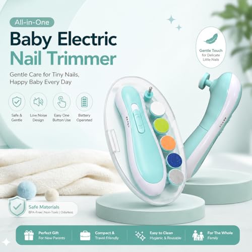Image of Uonibaby by StarAndDaisy Baby Nail Trimmer, Baby Nail Cutter New Born 0-12 Months with 6 Filer Adjustment Electric Baby Nail Cutter, Safe Nail /Grooming Kit for Infant & Toddler