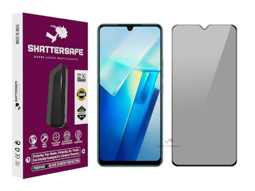 Image of Anti-Spy Privacy Tempered Glass Compatible For Vivo T2 5G / Y100 / Y100A / Z1x [Pack of 1]. Anti-Scratch, Edge-to-Edge Protection With Easy Installation Kit & Case Friendly Fit.