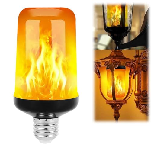 LED Flame Light Bulbs,4 Modes Flickering Light Bulb with Upside Down Effect,E26 E27 B22 Base Realistic LED Fire Lights for Halloween Christmas Decorations, Indoor Outdoor Party Home Decor