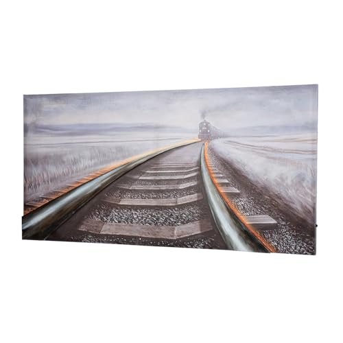 GILDE LED Leinwandbild Railroad - Zugmotiv - strukturiert - mehrfarbig - Höhe 70cm x Breite 140cm - rechteckig