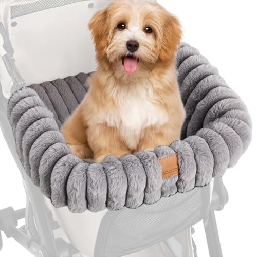 ペット用ストローラー クッション パッド | 保温性のあるプラッシュ素材の洗濯可能なブランケット | エルゴノミックパッド ペットカート用 マグネットバックル付き,旅行・屋外・室内用 猫・子犬用
