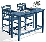 Outdoor Bar Set, Bar Height Patio Table and Tall Adirondack Chairs Set of 2,...