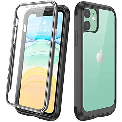 Diaclara iPhone 11 Case, 360° Full Body with Built-in Screen Protector Touch Sensitive Shockproof Soft TPU Bumper Case Cover Clear Designed for iPhone 11 6.1" - Black Cover