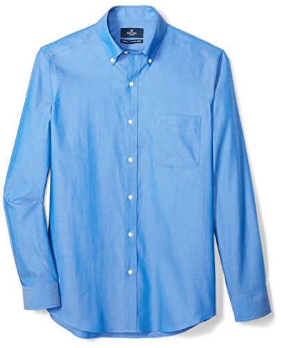Amazon Brand - Buttoned Down Men's Tailored-Fit Button Collar Pinpoint Non-Iron Dres   s Shirt, French Blue, 17