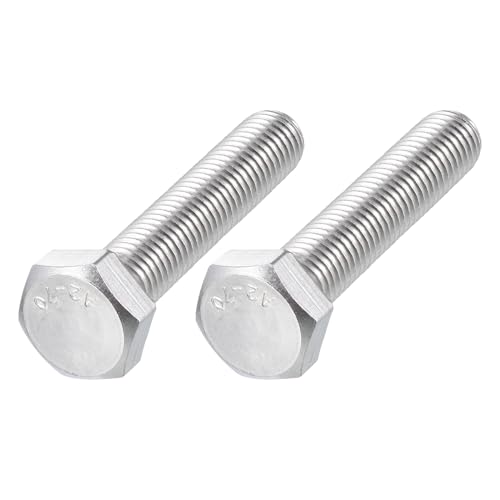 Image of METALLIXITY Hex Bolts (M14-2x70mm) 2Pcs, 304 Stainless Steel Coarse Fully Threaded Hex Head Screw Bolt Machine Screws - for Furniture Repair, Silver