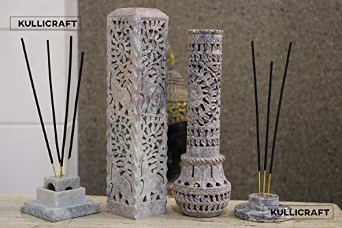 Image of Marble Carving Agarbatti Stand, Combo | Soapstone Hand-Carved, Incense Burner Holder, Ash Catcher for Incense Sticks, Spiritual Decor for Puja Room
