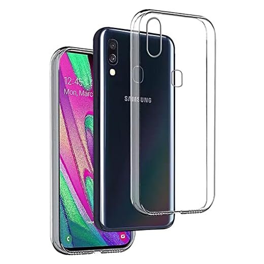 REY - Funda Carcasa Gel Transparente para Samsung Galaxy A40, Ultra Fina 0,33mm, Silicona TPU de Alta Resistencia y Flexibilidad