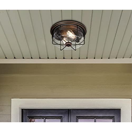 Westinghouse Lighting 6121800 Rosella Traditional Two Light Flush Ceiling Fixture, Black-Bronze Finish With Highlights, Clear Seeded Glass #TOP4