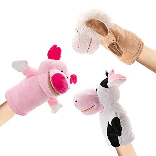 3 Pack Animal Hand Puppets for Kids, Jungle, Forest, Farm,Zoo, Puppet Theater, Birthday Gifts, Girls, Boys, Kids and Toddler,Educational Toys