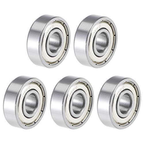 sourcing map 607ZZ Deep Groove Ball Bearings 7mm x 19mm x 6mm Double Shielded Chrome Steel P5(ABEC5) 5pcs