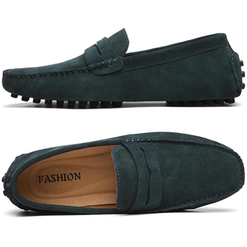 Image of PPXID Men's Dress Loafers Slip On Casual Shoes Lightweight Soft Penny Loafers Suede Driving Boat Shoes Moccasins