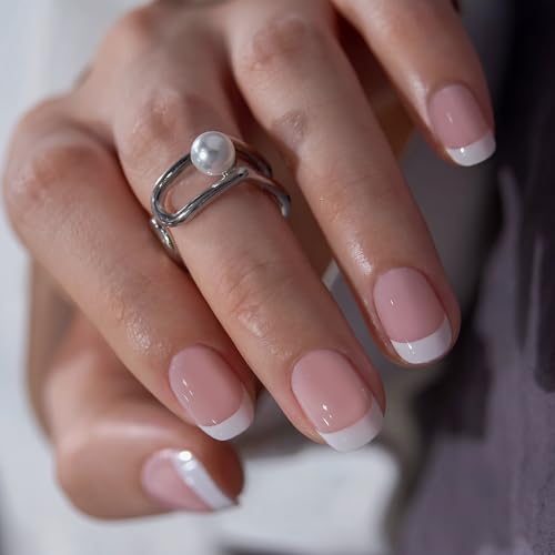 Image of CurvLife Extra Short Oval Press On Nails, White, Cloud Courtesy, Soft Gel