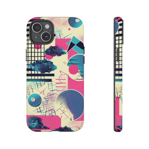 Coque rigide mate iPhone 15 Plus motif abstrait géométrique