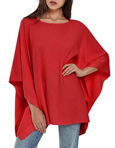 Image of PULI Women's Pullover Poncho Sweater Oversized Knit Layering Top Travel | Sleeveless and Layers Over Any Shirt At Home or Work