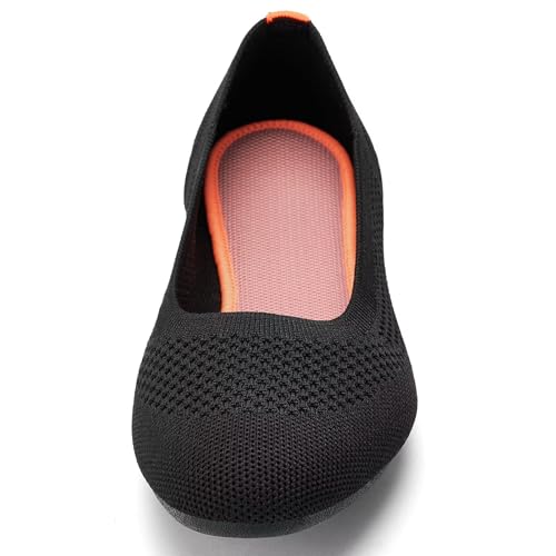 Image of Puxowe Women's Ballet Flats Breathable Knit Slip On Comfortable Round Toe Walking Shoes with Arch Support Insole for Work