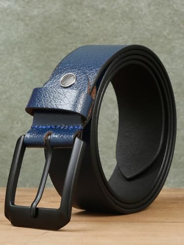 Image of TEAKWOOD LEATHERS Men's Casual Leather Belt, 6 Holes, Classic Buckle Lock Belts for Men | T BT EC 1