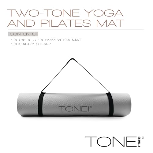 TONE Fitness 1/4" Yoga Mat, Non-Slip Pilates Mat, Gray/Black Pyramid by Tone Fitness - Used condition - Image 2