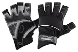 Stagecaptain RGL-0F Rigger Handschuhe - Arbeitshandschuhe für Herren - Größe XL - kurze Finger und Innenfläche aus Kunstleder - Aufgesetzte Verstärkungen - Schwarz/Grau