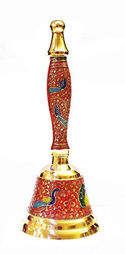 Craftsman Hindu Pooja/Puja - Campana de latón para Mandir - Campana Colorida para Navidad Poojan