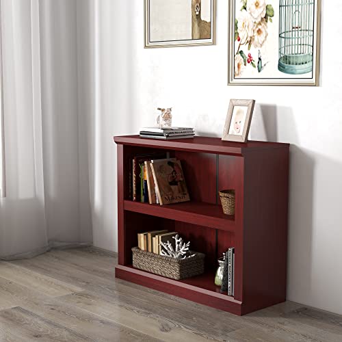 Panana Wooden Bookcase, 2/3/5 Tier Cube Shelves Adjustable Shelf Bookself Storage Organizer Display Shelf Free Standing Unit For Living Room Home Office (Cherry, 2-Tier) #TOP3