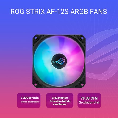 ASUS ROG Strix LC III ARGB – Watercooling CPU, Bloc d’eau rotatif à 360°, Pompe Asetek Gen7 v2, Ventilateurs premium ROG ARGB, Plus de 10 effets d’éclairage Aura personnalisables, LGA1851/1700 & AM5