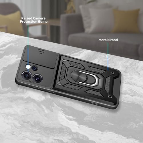 Image of Tough Armor Bumper Back Cover Case for Oppo Reno 15 Pro Mini 5G | Sliding Camera Cover, Kickstand & Ring Holder 360 Degree Protection Back Cover Case for Oppo Reno 15 Pro Mini 5G - Black