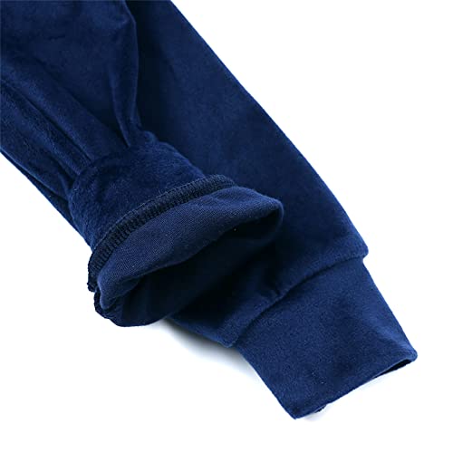 Toddler Kids Baby Boy Girl Clothes Unisex Solid Sweatsuit Long Sleeve Warm Fleece Pullover Hooded Tops (Navy, 2-3 Years)2