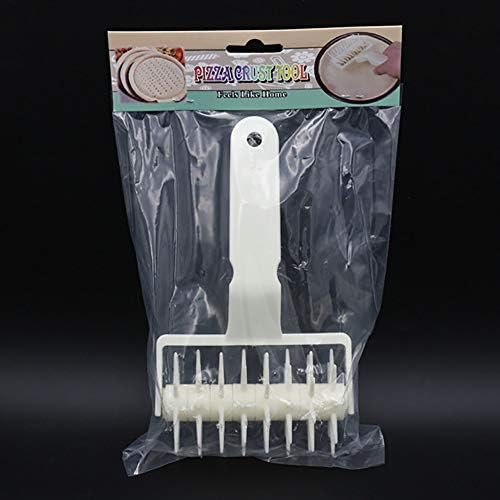 VOANZO Pizza Needle Spiked Roller Tool Wheels Rolling Pastry Cutter Cake Bread Punch Machine Plastic DIY Baking Handle (white)