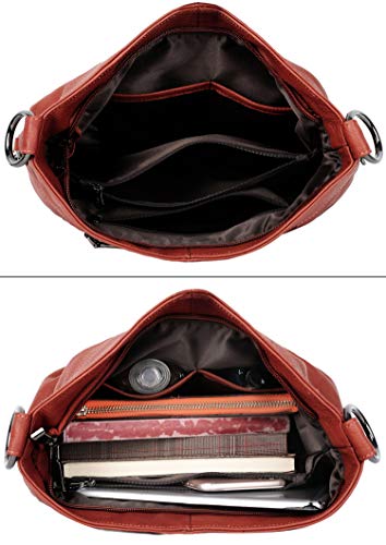 Image of YALUXE Women's Real Leather Shoulder Bags Hobo Handbag Purse Crossbody Bag