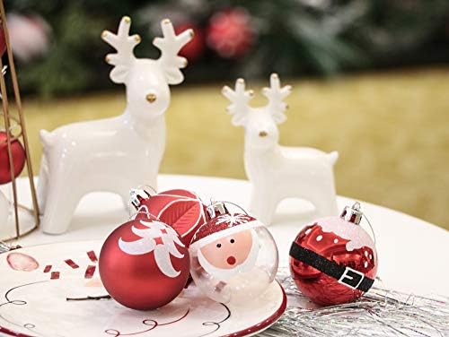 Valery Madelyn 9pcs 6cm Shatterproof Christmas Baubles,Traditional Red and White Christmas Ball Ornaments for Christmas Tree Decorations
