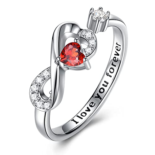 CRYSLOVE Bague Femme Infini en Argent Sterling 925 avec Zircone Ouverte Reglable Anneau Fiançailles Pierre de Naissance Bague Cadeau Original pour Saint Valentin Fête des Mères Cover