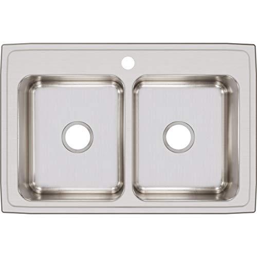 Up To 40% OFF Elkay LR33221 Lustertone Classic Equal Double Bowl Drop-in Stainless Steel Sink