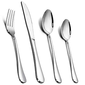 Cutlery Set, Onader Stainless Steel 24 Piece Cutlery Set for 6 People, Flatware Silverware Set with Knife Fork Spoon, Elegant Tableware for Daily Use/Christmas, Mirror Finished. Dishwasher Safe