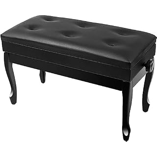 Tabouret Piano,Banquette Piano Banc Banc de piano en bois réglable en hauteur, tabouret duo confortable, rembourrage en cuir véritable rembourré avec éponge haute résilience et compartiment de rangem - Les Beatles, Paul McCartney, John Lennon, RIngo Starr, George Harrison