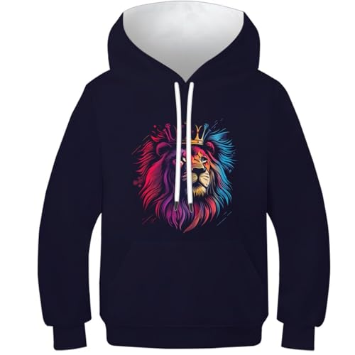 Pull à capuche lion pour enfant sweat léger imprimé à manches longues pour garçons et filles