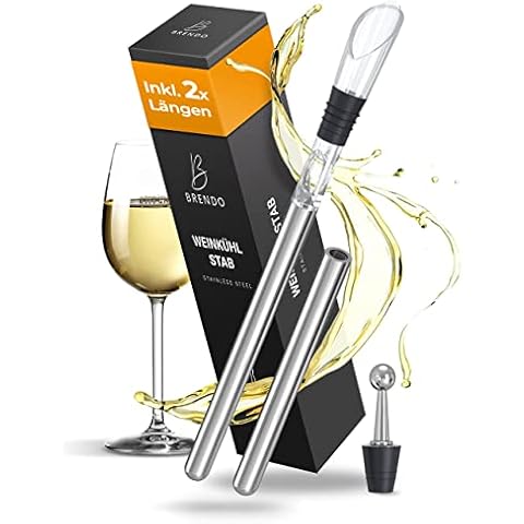 Brendo 4-in-1 Premium Weinkühlstab I Weinkühler Stab inkl. 2 Stäben + Ausgießer und Flaschenverschluss I Maximale Kühlung durch spezielles Glycerol I Passend für jede Flaschengröße Cover