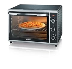 SEVERIN TO 2058 Forno Elettrico 42 L da 1800W, Forno Elettrico Ventilato con pietra refrattaria per pizza, luce interna, girarrosto, teglia, leccarda, da 60 a 230°, nero/argento