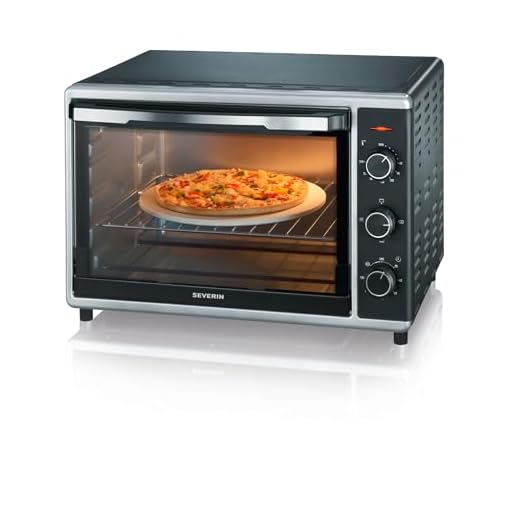 Elettrodomestici SEVERIN TO 2058 Forno Elettrico 42 L da 1800W, Forno Elettrico Ventilato con pietra refrattaria per pizza, luce interna, girarrosto, teglia, leccarda, da 60 a 230°, nero/argento