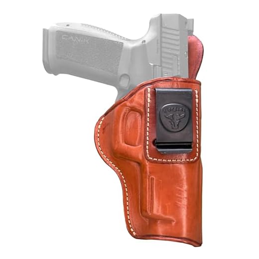 Cardini Leather IWB Leather Gun Holster – Canik TP9SFx, Sig Sauer P220 Legion and Other Like Sized Handguns - Gun Holsters for Handgun, Open or Concealed Carry Accessories - Brown, Right Hand