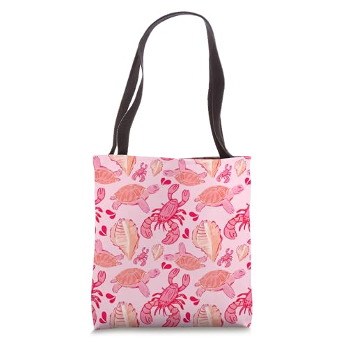 Bolsa Tote con diseño de conchas y tortugas