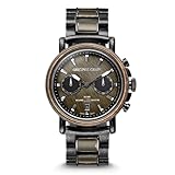 Original Grain Men's Military Ammo 44mm Analog Watch | Alterra Chrono Collection, Stonewashed Steel, Adjustable Watch Band | 10ATM Water-Resistant & Scratch-Resistant | Bracelet Wrist Watch for Men
