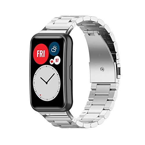 taianle Edelstahlarmband - Damen Herren Edelstahl Metall Uhrenarmband Kompatibel mit Huawei Uhr FIT Smart Watch Edelstahl Ersatzband Armband Cover