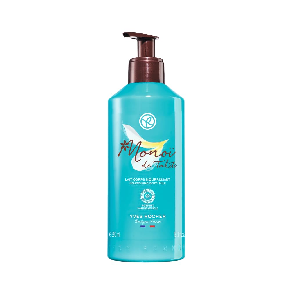 Yves Rocher Monoi Mleko do ciała nawilżający balsam 24 godziny 390ml | Intensywny Do wszystkich rodzajów skóry Nawilżenie na co dzień Egzotyczny zapach Szybkie wchłanianie - Naturalne składniki