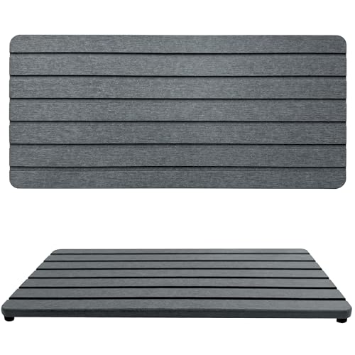 Image of NiuYichee 2 PCS Water Absorbent diatomite Coasters, 12 inch x 5.5 inch Water Absorbing Stone Tray for Sink, Stone Drying mat for Kitchen Counter, Stone soap Tray Used for Hand Soaps & toiletries & Plants