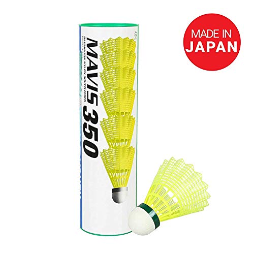 Image of Mavis 350 Green Cap Nylon Shuttlecocks (Yellow)